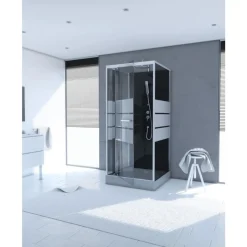 Cabine de douche 90 x 90 cm Study avec porte pivotante sérigraphiée AURLANE