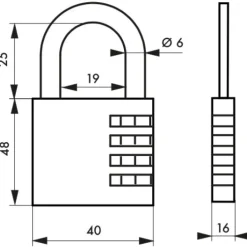 Cadenas alliage à code - COMPACT - noir - avec anse acier nickelé FTH THIRARD