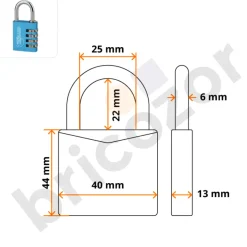 Cadenas aluminium à code - ALUCODE - 4 molettes - bleu FTH THIRARD
