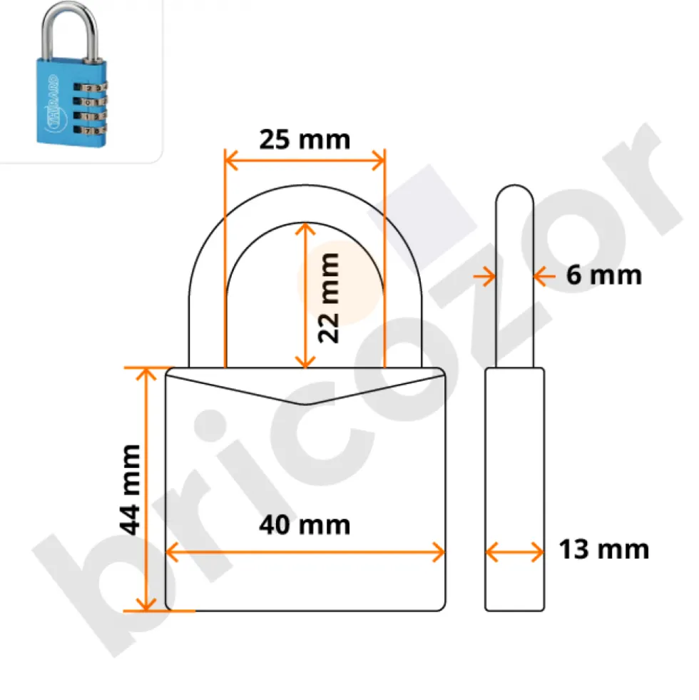 Cadenas aluminium à code - ALUCODE - 4 molettes - bleu FTH THIRARD