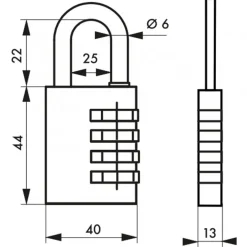 Cadenas aluminium à code - ALUCODE - 4 molettes - gris FTH THIRARD
