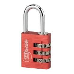 Cadenas aluminium à code - ALUCODE - 3 molettes - rouge FTH THIRARD