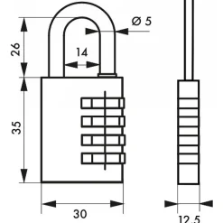 Cadenas aluminium à code - ALUCODE - 3 molettes - violet FTH THIRARD