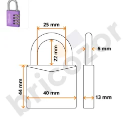 Cadenas aluminium à code - ALUCODE - 4 molettes - violet FTH THIRARD