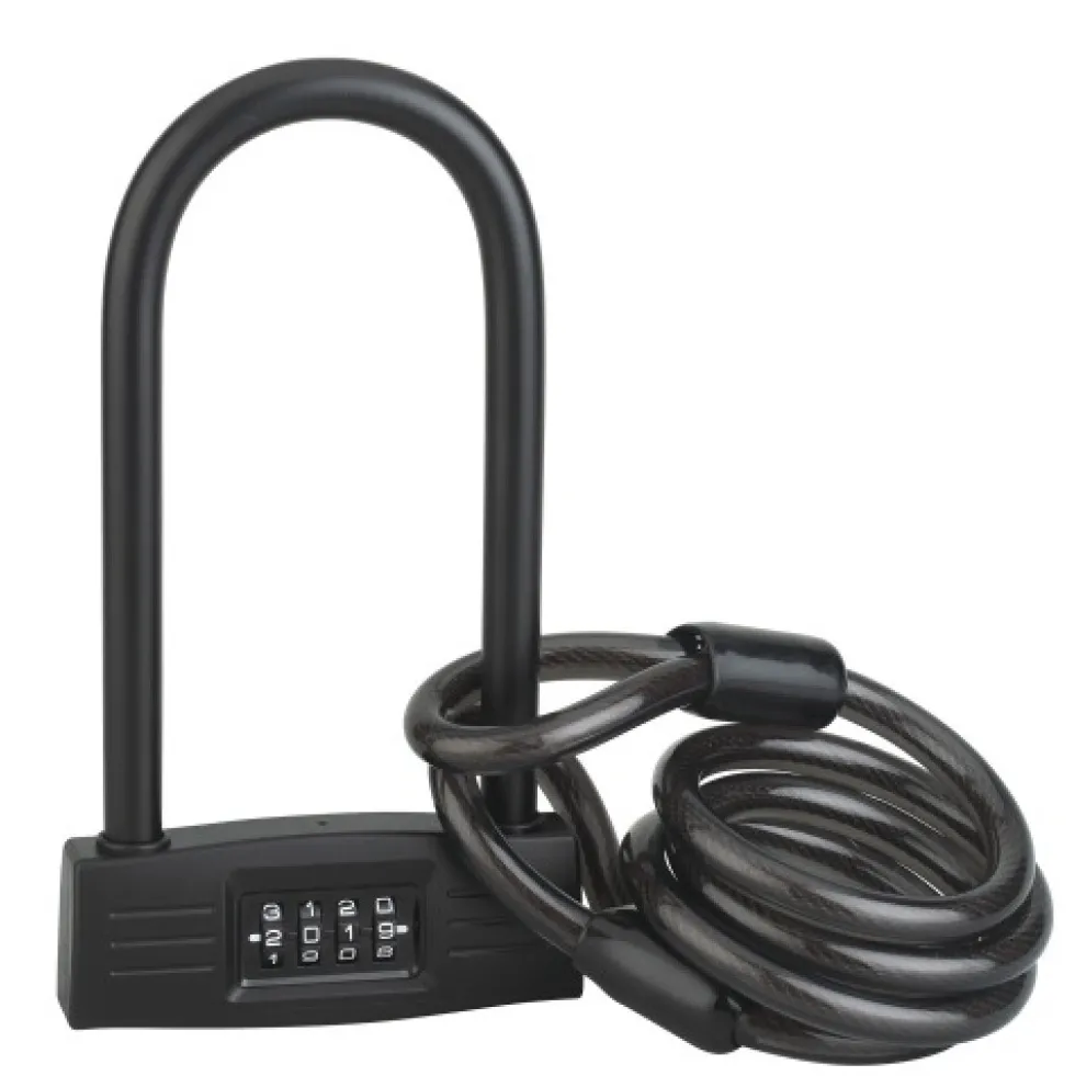 Cadenas antivol à code avec cable acier - UP - 4 molettes - noir FTH THIRARD