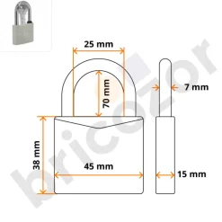 Cadenas City 45 - anse longue inox de 70 mm - avec joint d'étanchéité ISEO CITY