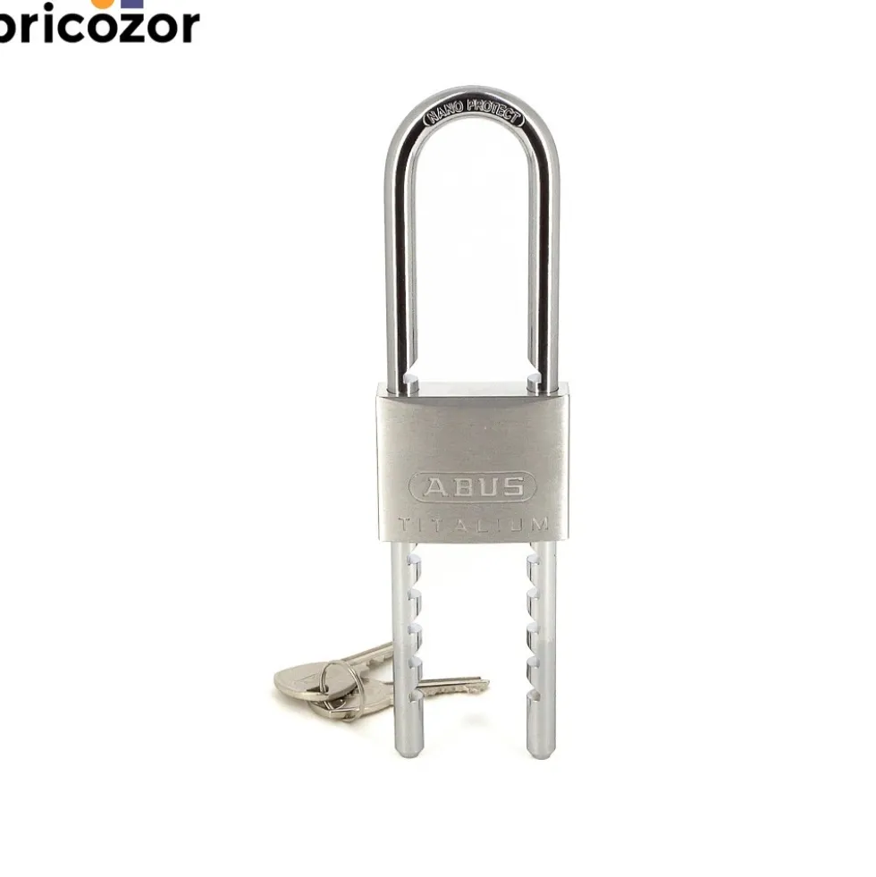 Cadenas à clé - anse longue réglable acier cémenté -TITALIUM™ -64TI/HB ABUS