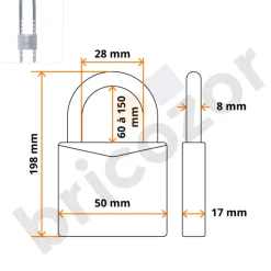 Cadenas à clé - anse longue réglable acier cémenté -TITALIUM™ -64TI/HB ABUS