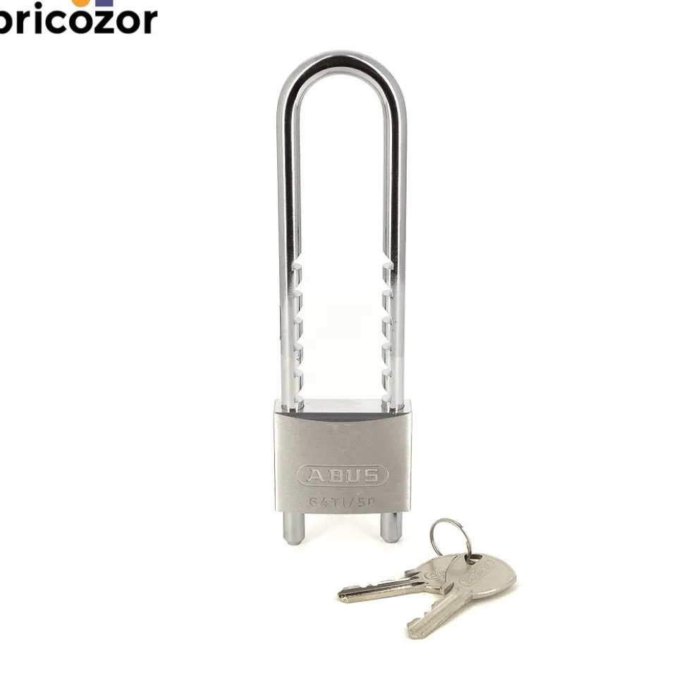 Cadenas à clé - anse longue réglable acier cémenté -TITALIUM™ -64TI/HB ABUS