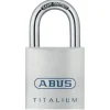 Cadenas à clé - en alu - anse acier cémenté - 80 TITALIUM™ - s'entrouvrant ABUS