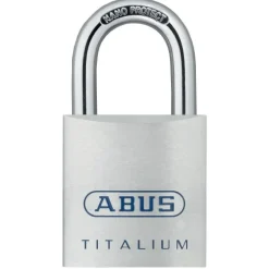 Cadenas à clé - en alu - anse acier cémenté - 80 TITALIUM™ - s'entrouvrant ABUS