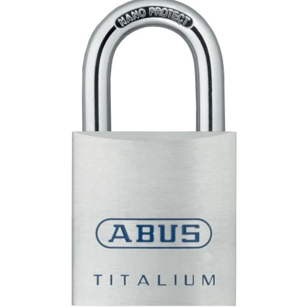 Cadenas à clé - en alu - anse acier cémenté - 80 TITALIUM™ - s'entrouvrant ABUS