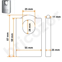 Cadenas à clé haute précision 34CS/5 Platinum varié - largeur 55 mm ABUS