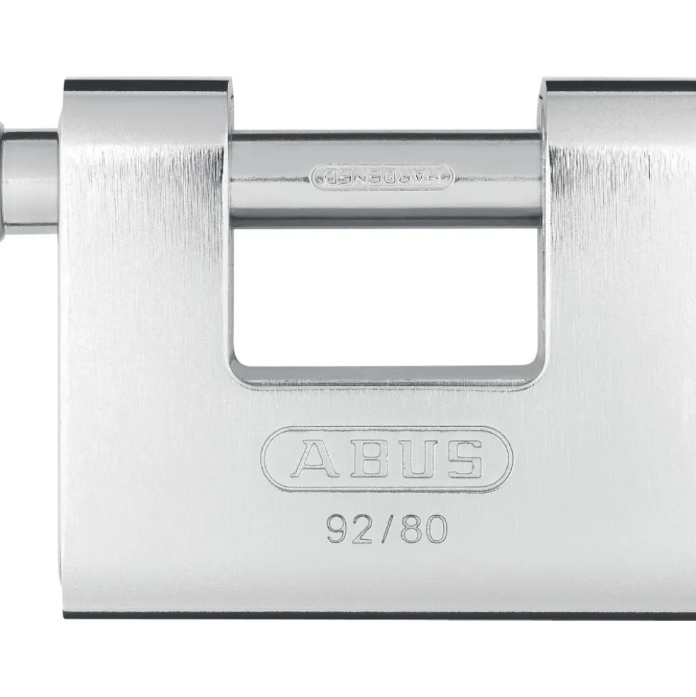 Cadenas à clé rectangulaire gainé acier anse acier trempé 92/80 - s'entrouvrant ABUS