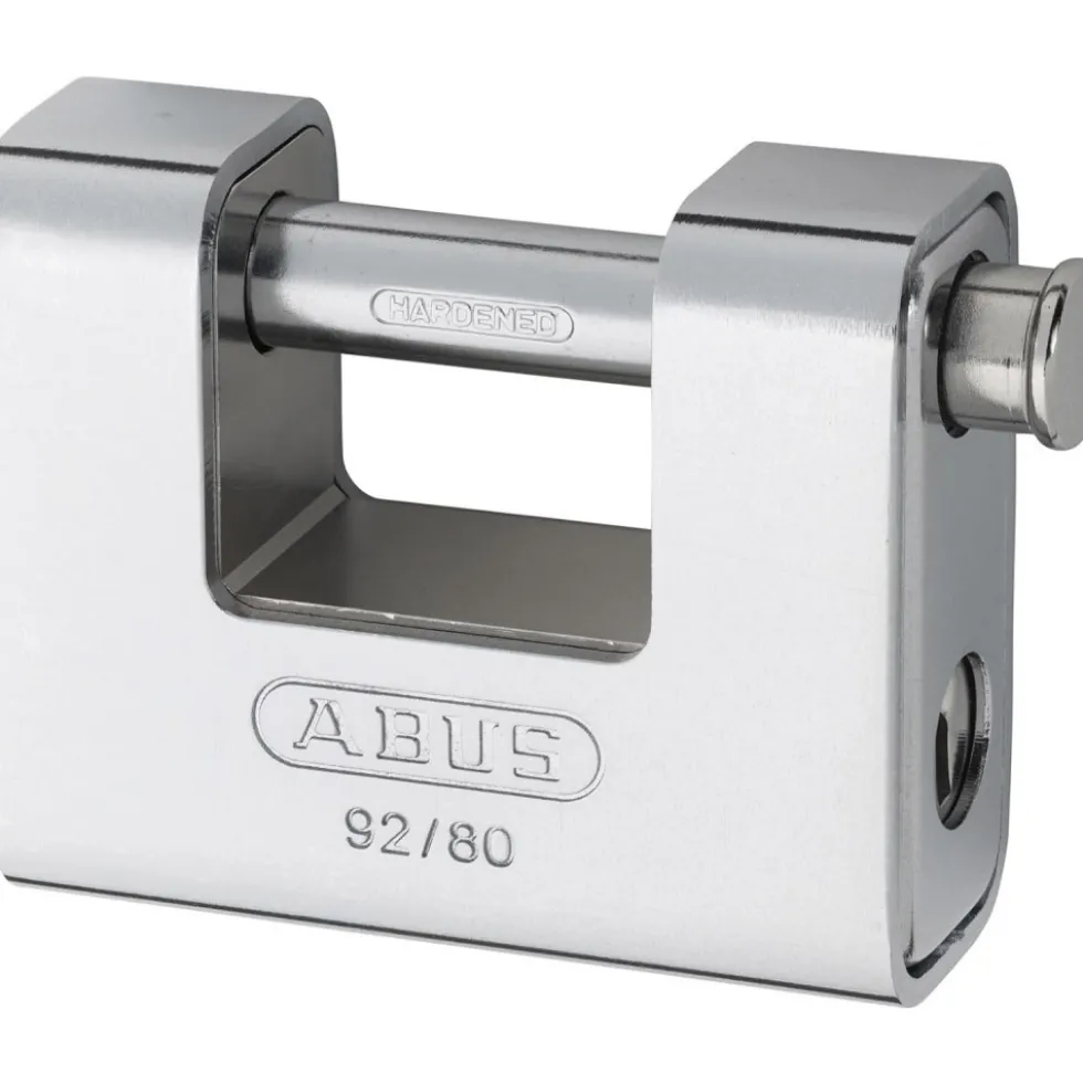 Cadenas à clé rectangulaire gainé acier anse acier trempé 92/80 - s'entrouvrant ABUS