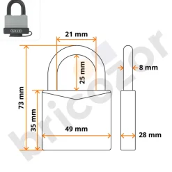 Cadenas à clé - étanche - corps et anse gainés - socle PVC -70AL/45 ABUS