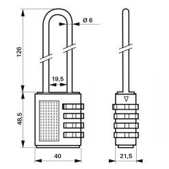Cadenas à code compact 04 à anse haute en acier nickelé FTH THIRARD