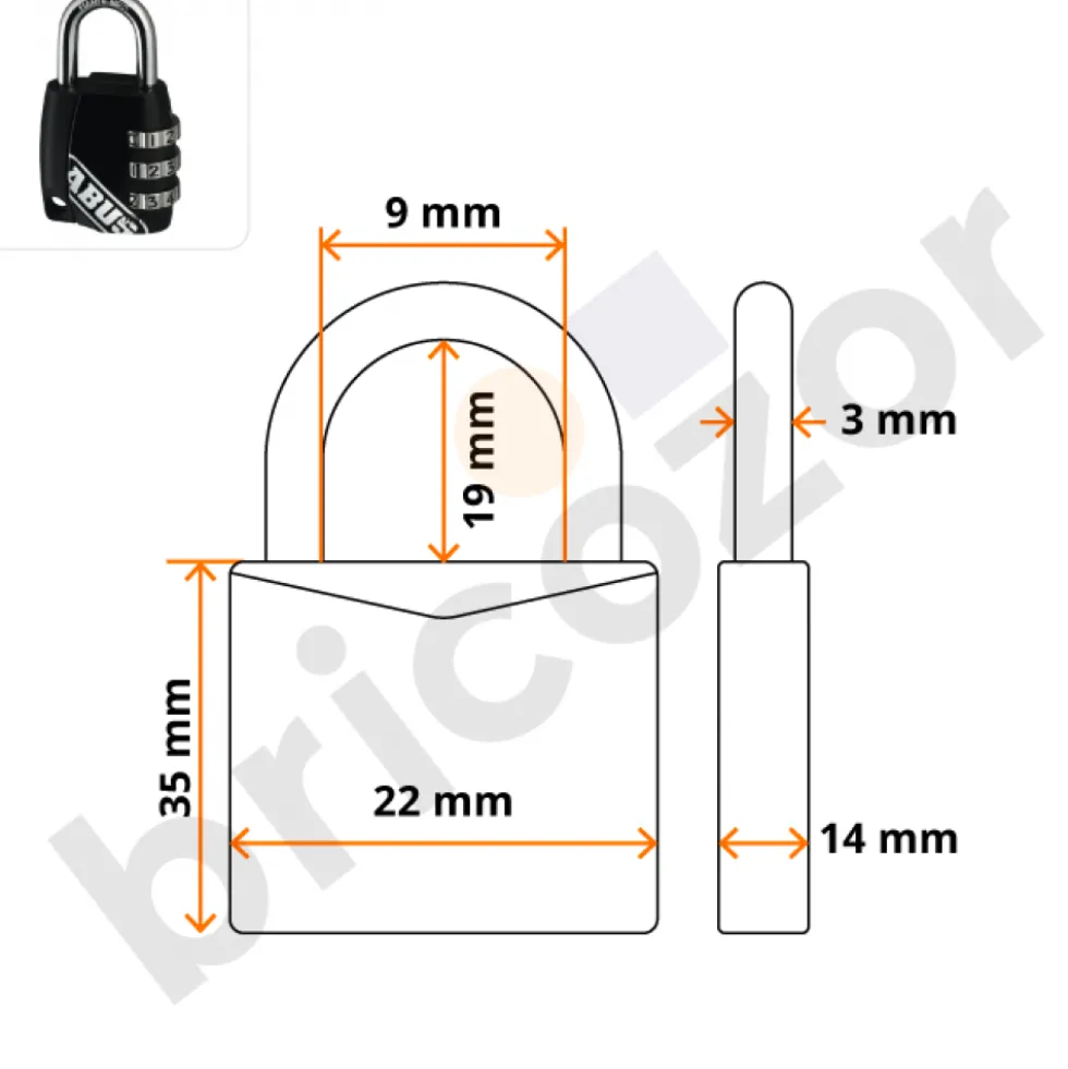 Cadenas à code - 155 - Design Blister - 3 molettes - noir ABUS