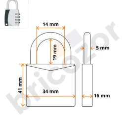 Cadenas à code - 155 - Design Blister - 4 molettes - gris - ep 16 ABUS