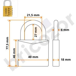 Cadenas à code en laiton - anse en acier cémenté - 165/40 ABUS