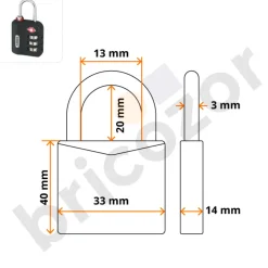 Cadenas à code à indicateur rouge spécial USA 147TSA noir - 3 molettes ABUS