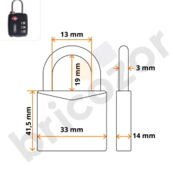 Cadenas à code à indicateur spécial USA 146-30TSA cuir noir - 3 molettes ABUS