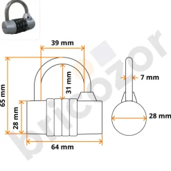 Cadenas à code - 4 molettes extérieures - largeur 65 mm - 154/65 ABUS