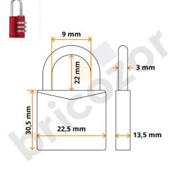 Cadenas à code personnalisable - corps aluminium anodisé - 145 - rouge ABUS