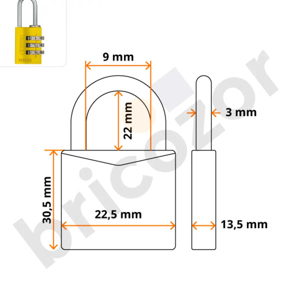 Cadenas à code personnalisable - corps aluminium anodisé - 145 - jaune ABUS