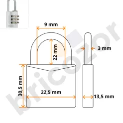 Cadenas à code personnalisable - corps aluminium anodisé - 145 - gris ABUS
