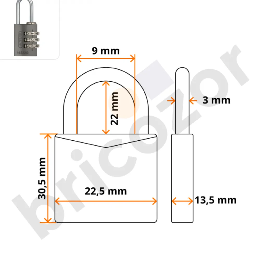 Cadenas à code personnalisable - corps aluminium anodisé - 145 - titanium ABUS