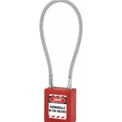 Cadenas de consignation - câble inox gaîné - corps ABS rouge FTH THIRARD