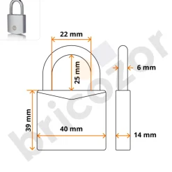Cadenas de sécurité laiton chromé - 40 mm - anse en bore - avec 3 clés YALE