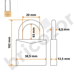 Cadenas en laiton 60 - anse haute en acier cémenté ABUS