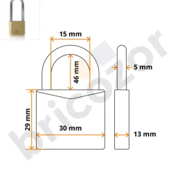 Cadenas en laiton - 30 mm - anse acier cémenté - avec 3 clés YALE