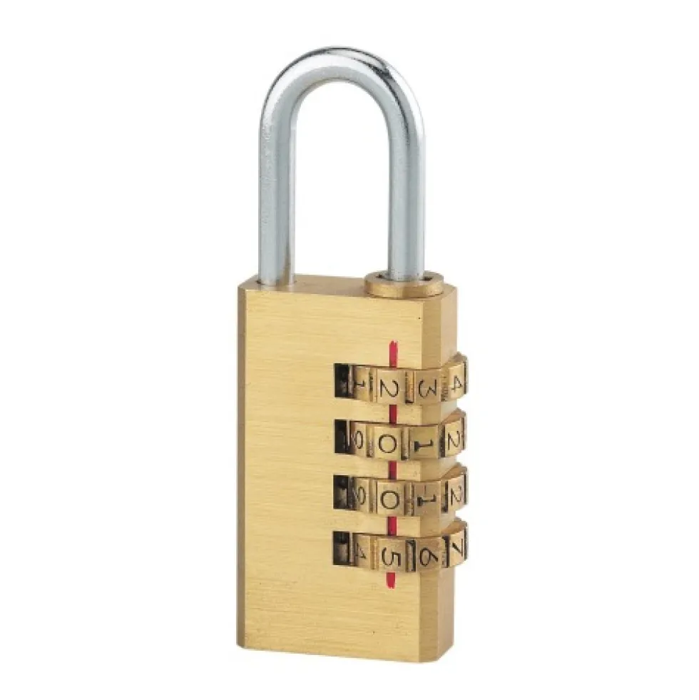 Cadenas laiton à code - 4 molettes - 28mm - anse en acier nickelé FTH THIRARD