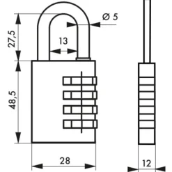 Cadenas laiton à code - 4 molettes - 28mm - anse en acier nickelé FTH THIRARD