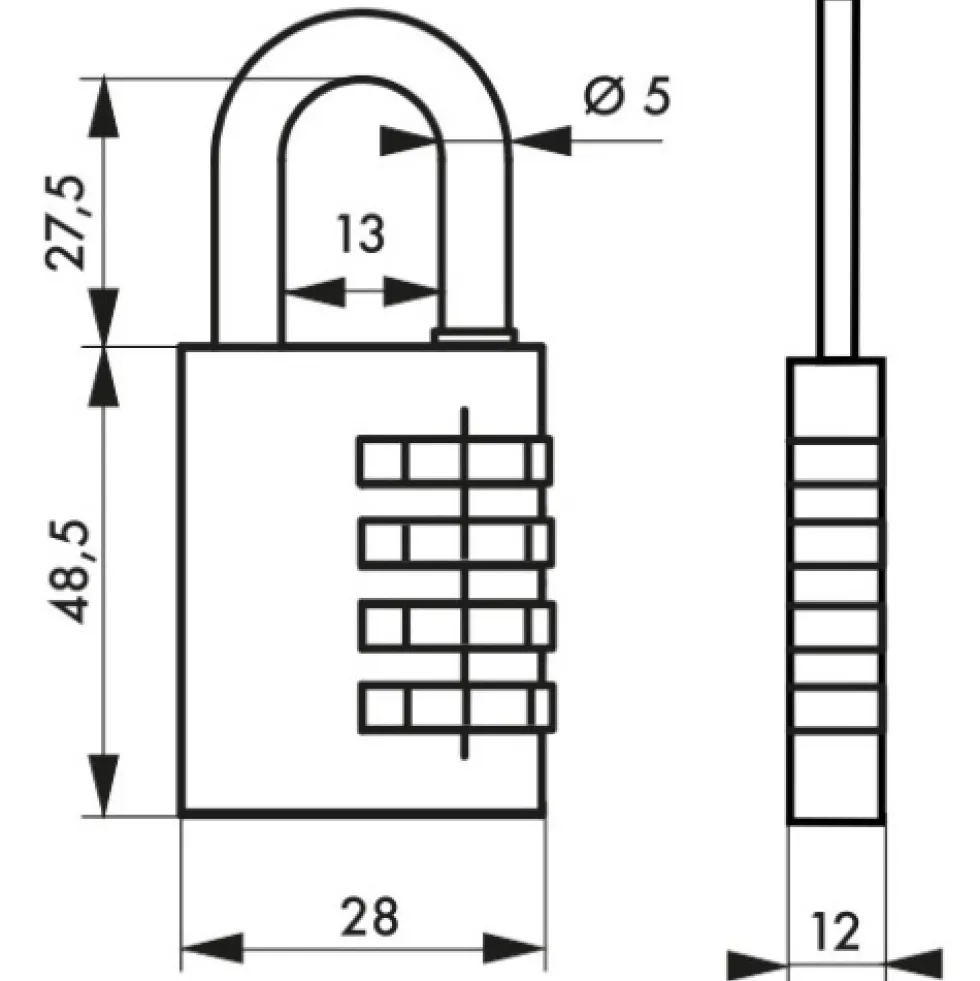 Cadenas laiton à code - 4 molettes - 28mm - anse en acier nickelé FTH THIRARD