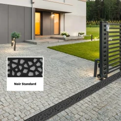 Caniveau béton polymère H 95 mm avec grille fonte noire Voronoï - Self 100 ACO
