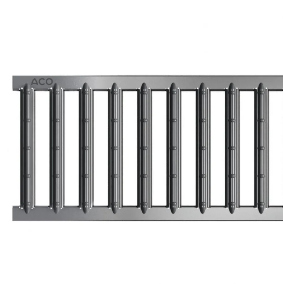 Caniveau béton polymère H55mm avec couv à fente et élément de visite acier galva - Self 100 ACO