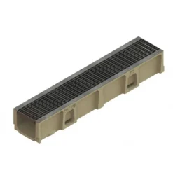 Caniveau béton polymère H150mm avec grille caillebotis acier galva - Self 200 ACO