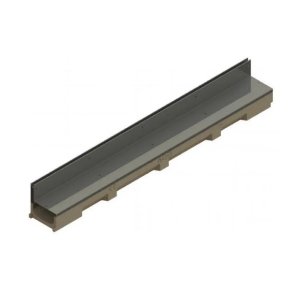 Caniveau béton polymère H55mm avec couverture à fente Inox 316L - Self 100 ACO