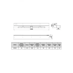 Caniveau béton polymère H55mm avec couverture à fente Inox 316L - Self 100 ACO
