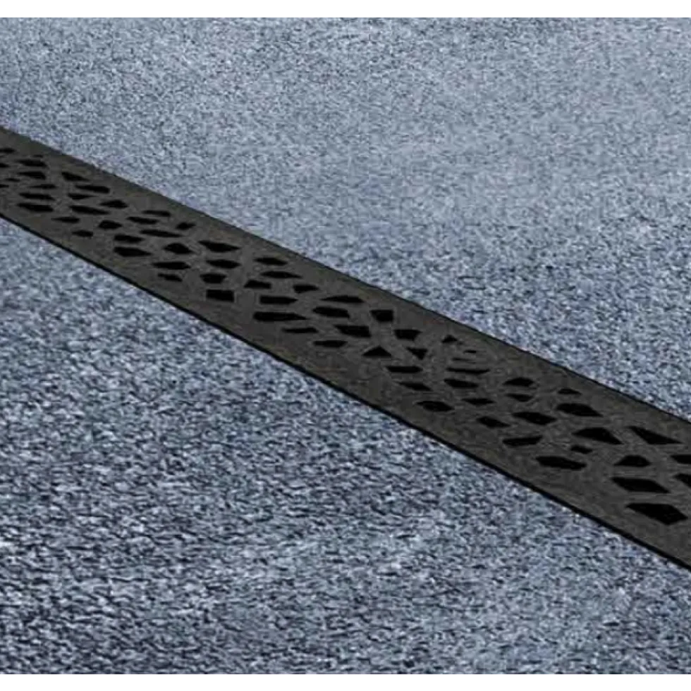 Caniveau béton polymère H55 mm avec grille Voronoï fonte diamant - Self 100 ACO