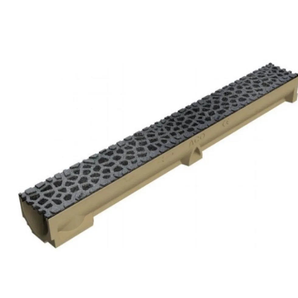 Caniveau béton polymère H55 mm avec grille Voronoï fonte diamant - Self 100 ACO