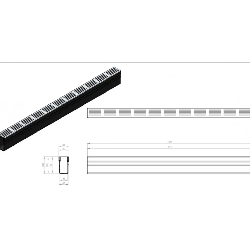 Caniveau d'extérieur avec grille aluminium grise A15 - Slimline ACO