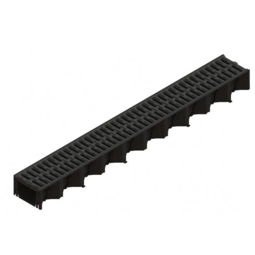 Caniveau polypropylène avec grille passerelle Microgrip PP - Hexaline 100 ACO