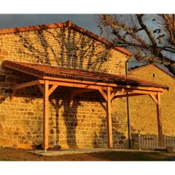 Carport adossé en bois Douglas - 3 poteaux - 350 x 600 cm CPBF