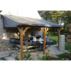 Carport adossé en bois Douglas - 3 poteaux - 350 x 600 cm CPBF