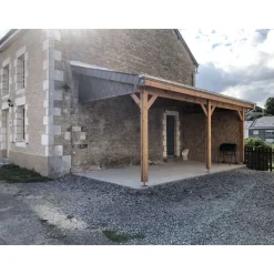 Carport adossé en bois Douglas - 3 poteaux - 350 x 600 cm CPBF
